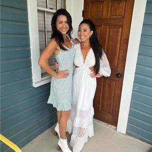 Spring and summer turquoise floral dress - size small